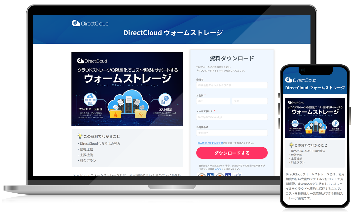 DirectCloud ウォームストレージの料金プランや情報は資料でチェック!